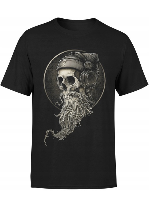 JHK férfi póló, koponya mintás, fekete, pamut