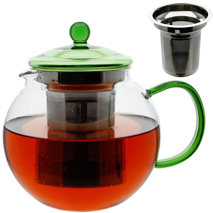 Ceainic din sticla MPLCO, 1,2L, cu filtru din otel inoxidabil, 17cm, transparent