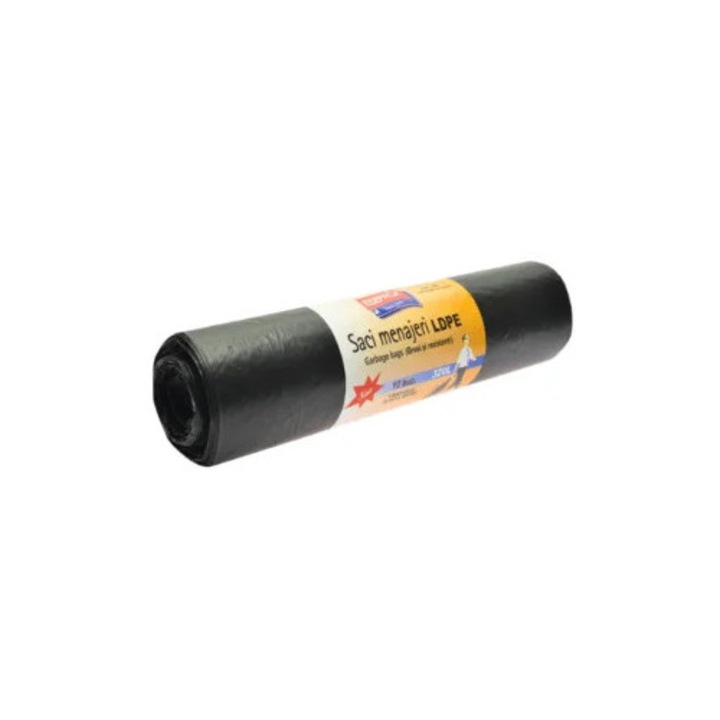 Saci Negri Menajeri EGEPACK / de gunoi 320 L Negri LDPE, 10 bucati pe rola - foarte rezistenti