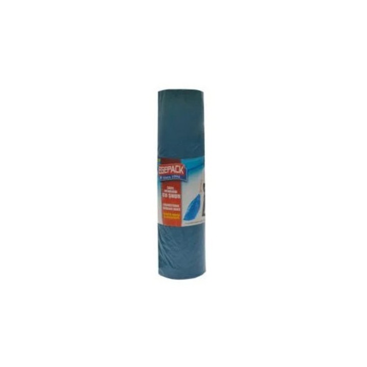 Set de 3 Role Saci - Albastri Menajeri EGEPACK / de gunoi LDPE grosi Super rezistenti 60 L Albastri cu Snur 12 bucati pe rola