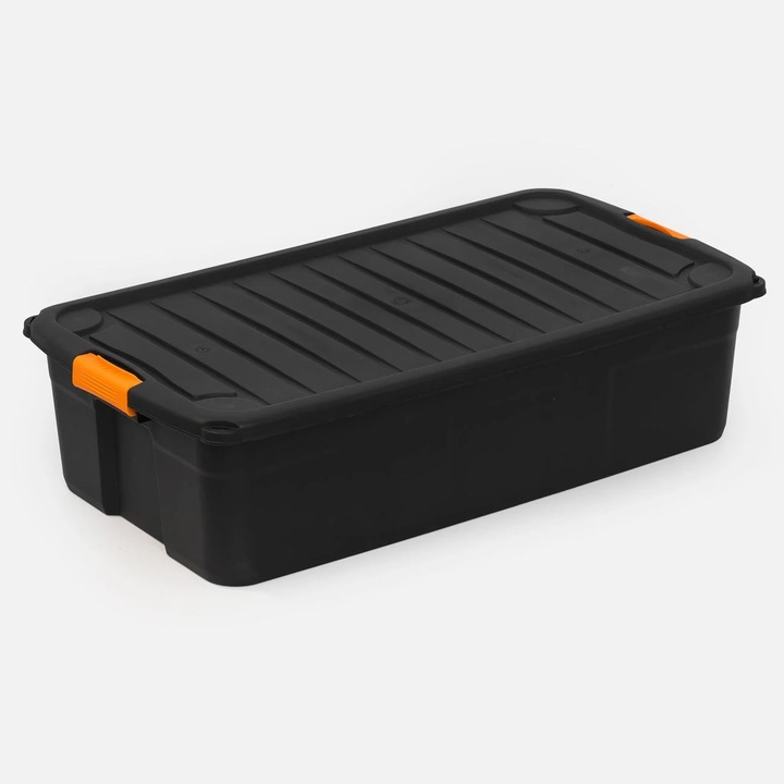 Cutie de Depozitare de Inalta Rezistenta din Plastic Negru 95L