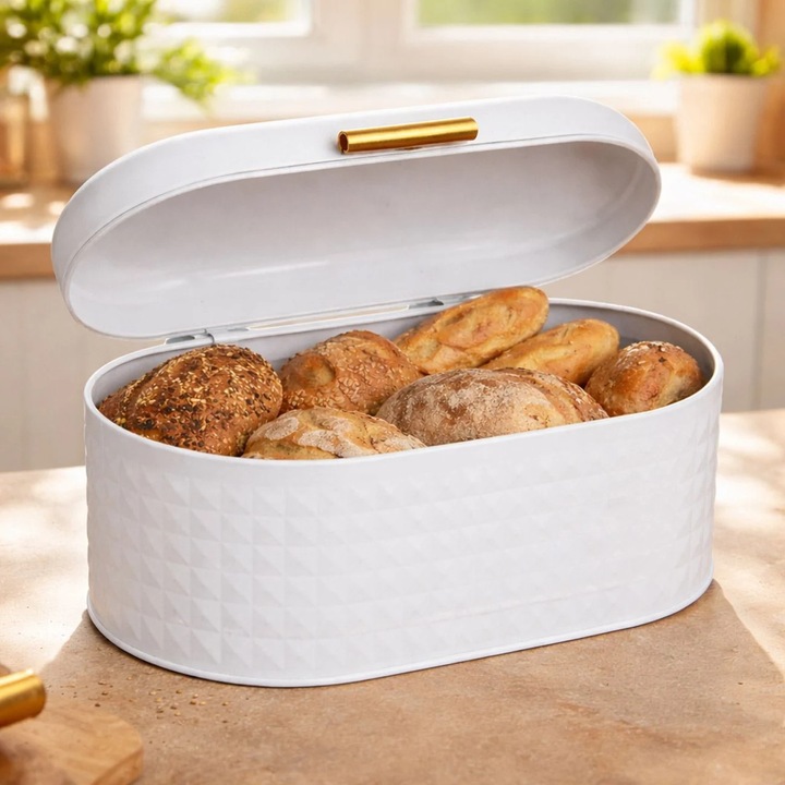 Метална овална кутия за хляб 33,5x20x16см