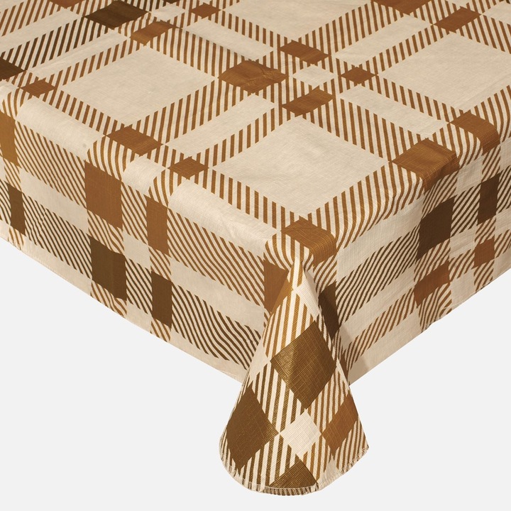 Fată de masă rotundă bej-gri, 140x180cm