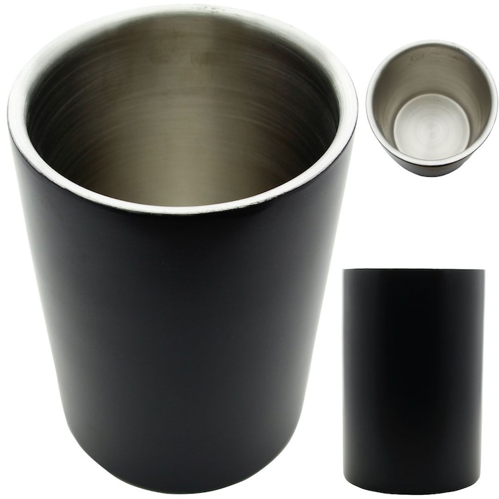 Frapier MPLCO 1,5L, inox, dublu perete, negru, 12,1x18cm