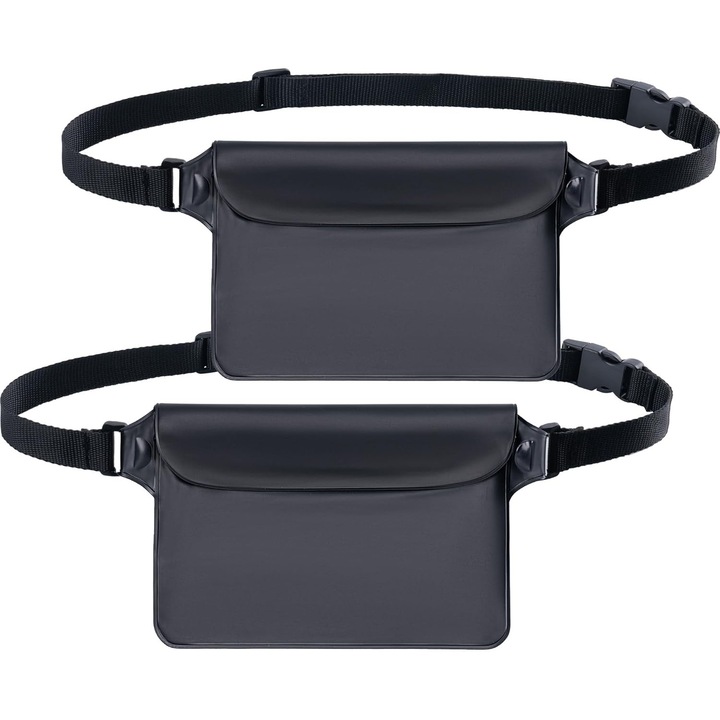 Set 2 borsete sport impermeabile cu curea ajustabila, 8.6x5.9 inches, negru