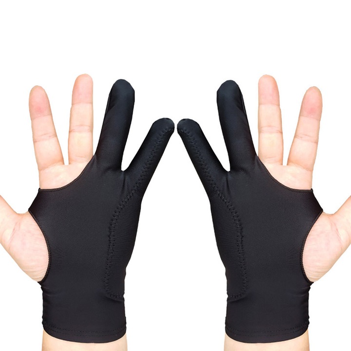 Manuta pentru desen SUNTRADE 2 Pack, manuta artist pentru tableta iPad, manuta digitala pentru arta pe palma mainii, potrivita atat pentru mana stanga, cat si dreapta - dimensiune S, negru