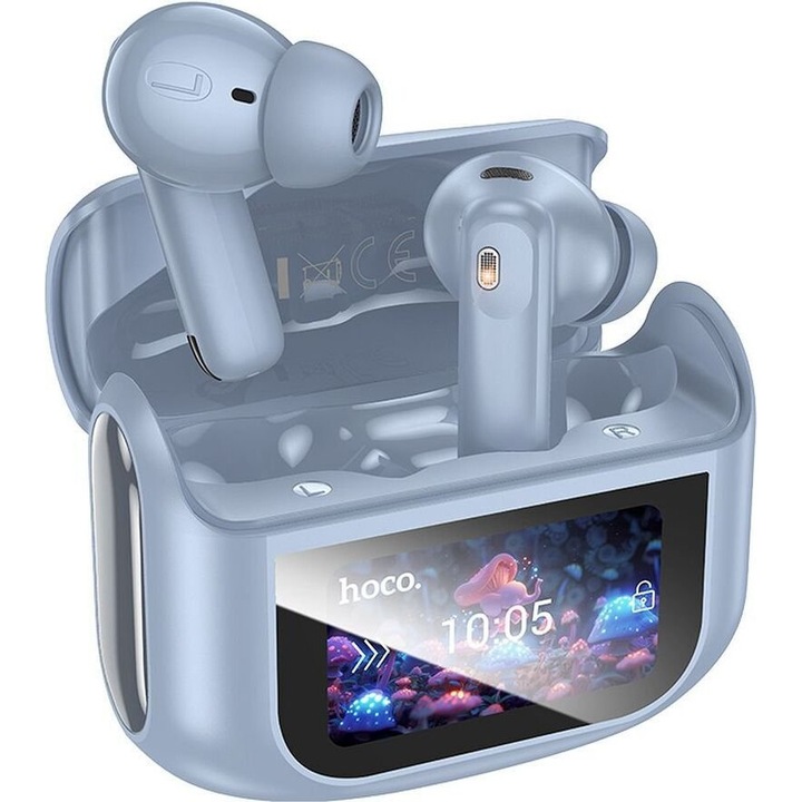 Casti Wireless Hoco TWS cu Ecran Touch, ANC si ENC, 60.6x45.2x21.7mm, Albastru