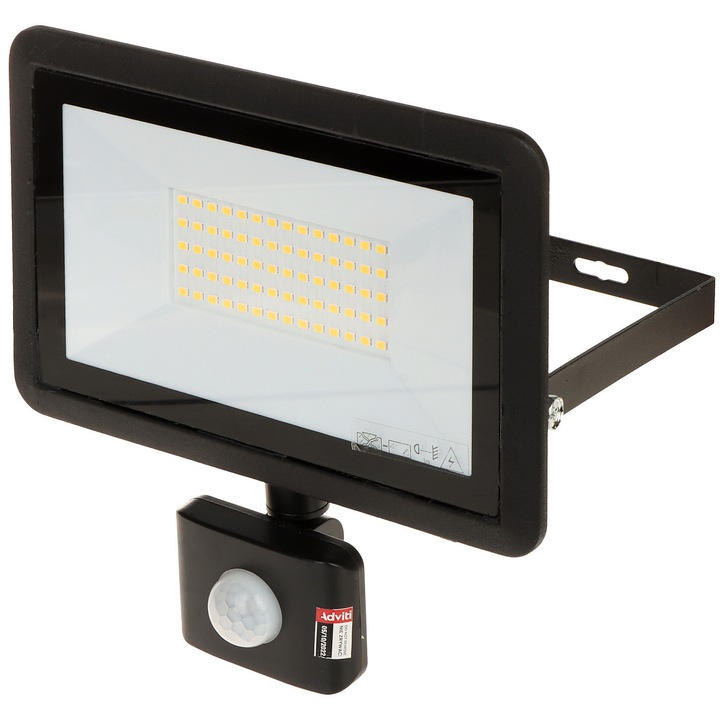 AD-NL-6255BLR4 mozgásérzékelős reflektor, 50W, 4000lm, IP44, 190x195x65mm