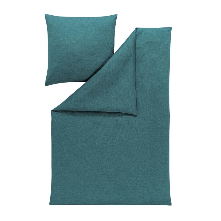 Set lenjerie de pat Estella Mako Interlock Jersey 160x200cm, 3 piese, 100% bumbac, rezistent la pilling, hipoalergenic