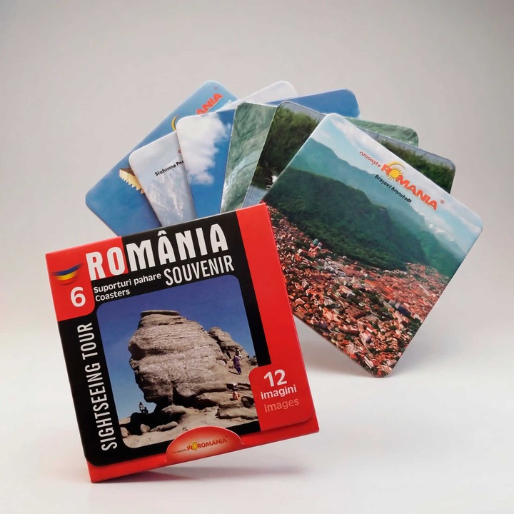 Suport pahare Sightseeing Tour - set suvenir Romania