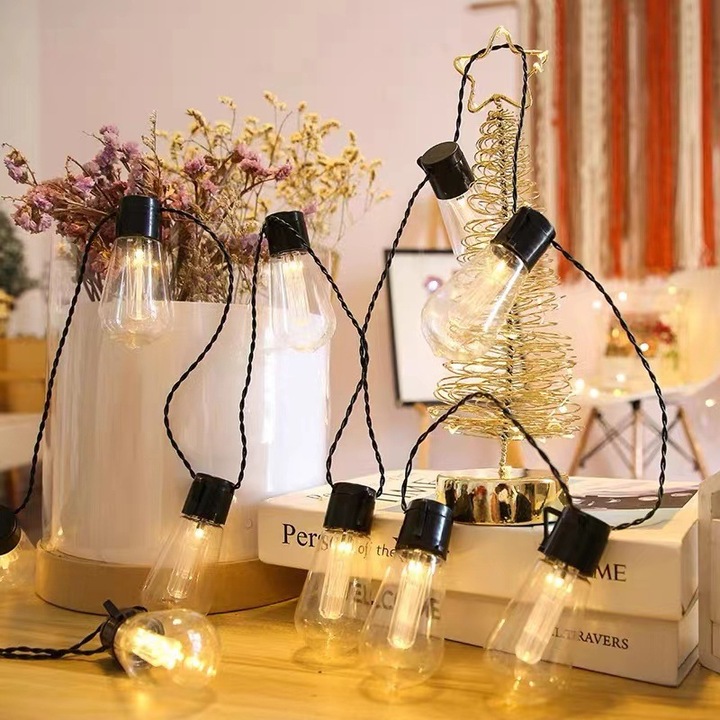 Napelemes fényfüzér 20 LED-del, 8 világítási móddal, vízálló, 5m, többszínű