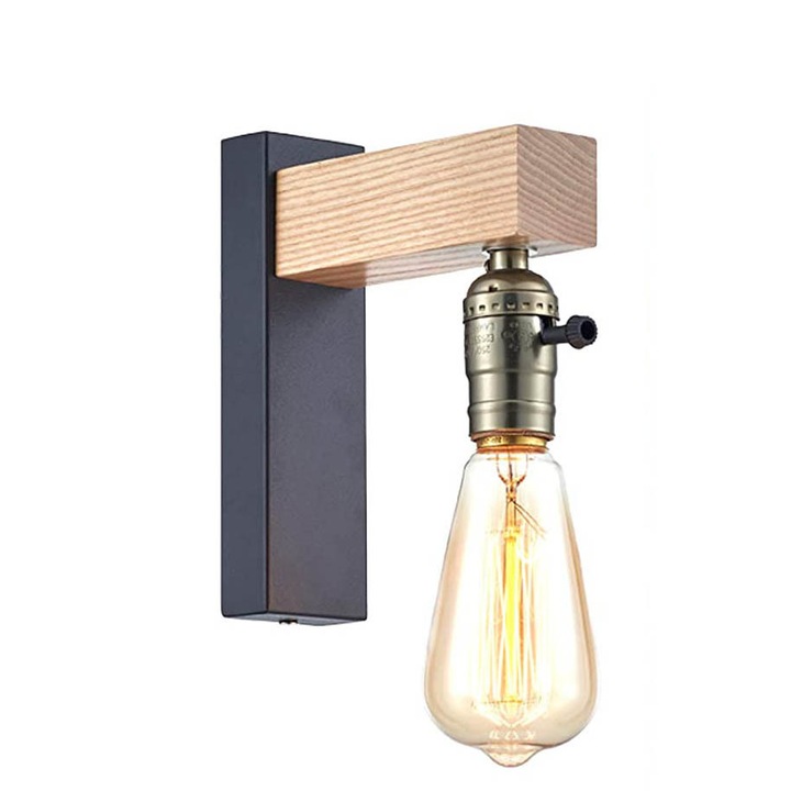 Aplica de perete din fier, stil retro, pentru interior/exterior, multicolor, 30x15cm