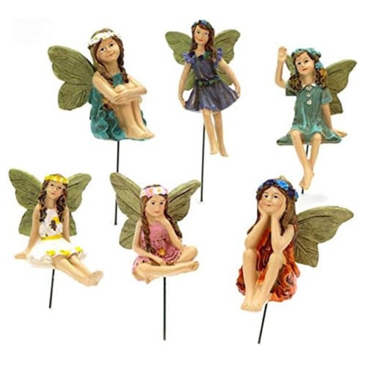 Set 6 Figurine Zana din Rasina pentru Gradina, Dimensiune 14cm, Decorare Exterioara, Multicolor