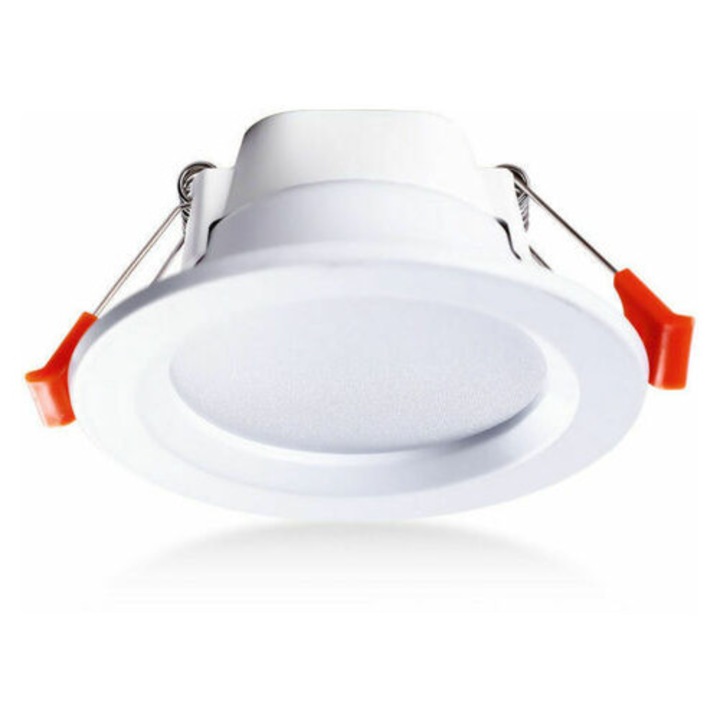 Set de 4 spoturi incastrate IP65, 5W, alb cald, dimensiuni 41.4x86mm, plastic