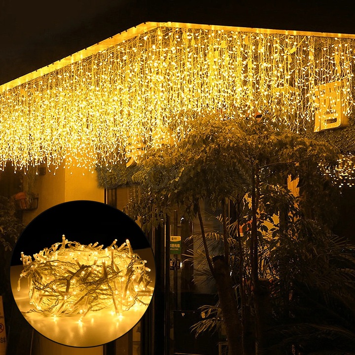 LED гирлянд 100LED-а 10м, топло бял, водоустойчив IP44, за вътрешна и външна употреба