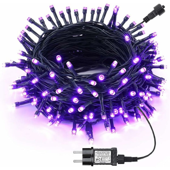 Ghirlanda LED Halloween, 20M, 200LED, impermeabila, 8 moduri, violet