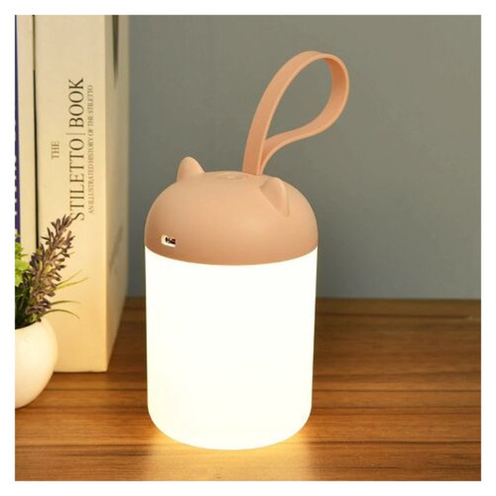 Lampa de veghe pentru copii, lanterna portabila, design dragut, lumina calda 3000K, dimabila, fara fir, acumulator reincarcabil