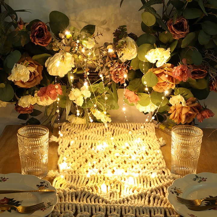 Ghirlanda decorativa cu LED-uri, 100 LED-uri, 10m, alb cald, alimentare cu baterii, waterproof