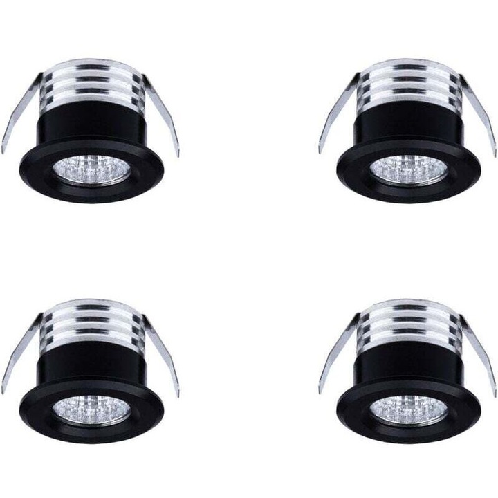 4 db beépíthető LED spotlámpa készlet, 3 W, hideg fehér fény, 38 mm átmérő, 29 mm beépítési mélység