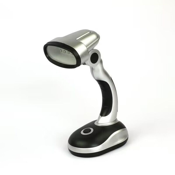 Mini LED lámpa, 12 LED, állítható világítási szög, fehér, 7x10x19.5cm