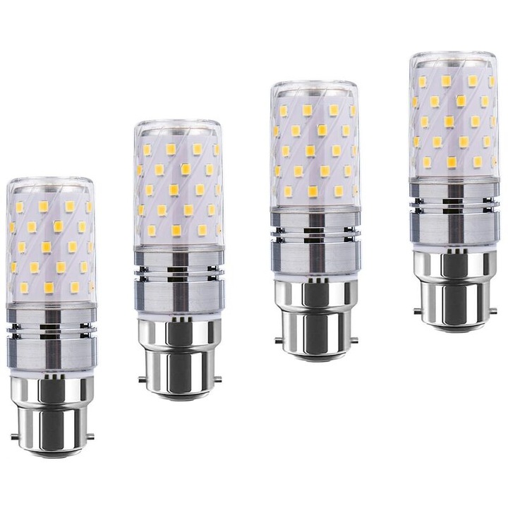 LED крушки B22, 12W, студена бяла светлина, комплект 4 броя, енергоспестяващи