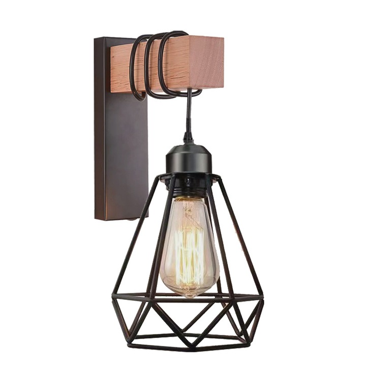 Aplica retro din metal, 40W, E27, design industrial, pentru interior