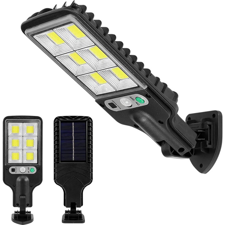 Комплект 2 соларни LED лампи със сензор за движение, бял, 23.5x9.5x4см