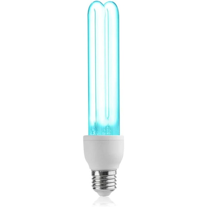 Lampa de sterilizare UV E27 25W, cu ozon, tub de quartz, unghi de iluminare 360°, pentru camere sub 20 m²