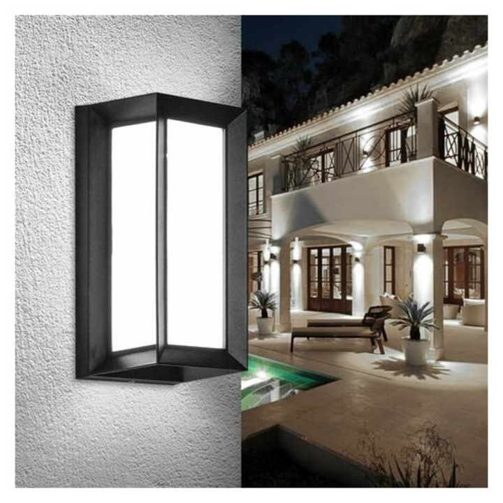 Aplica exterioara, 18W, aluminiu, impermeabil IP65, design modern, antracit