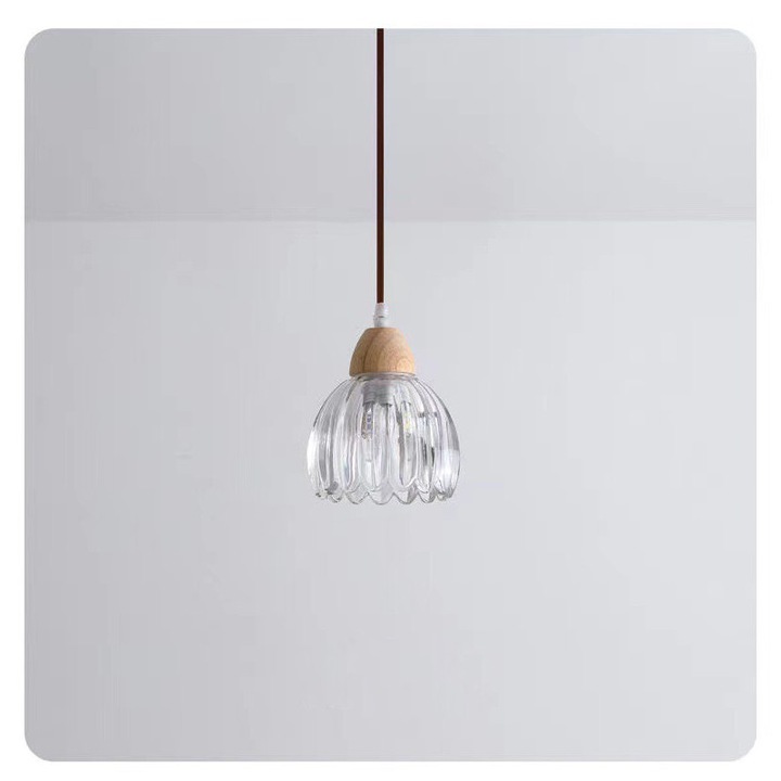 Lustra moderna din sticla, design simplu, iluminare LED, culoare transparenta, dimensiuni variate