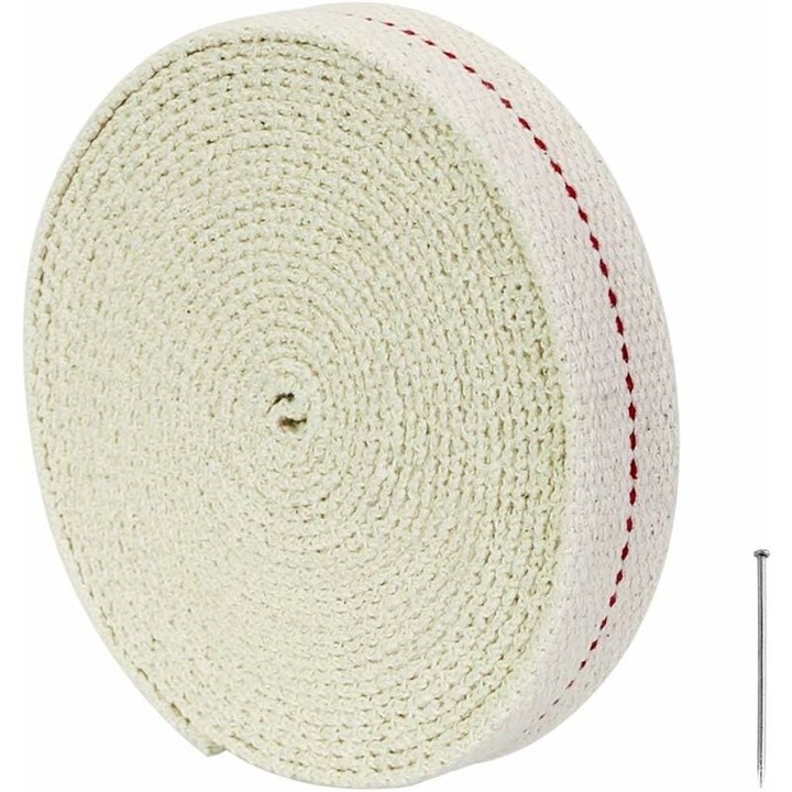 Fitil pentru lampa cu ulei, 4.5m, 100% bumbac, latime 2cm, alb