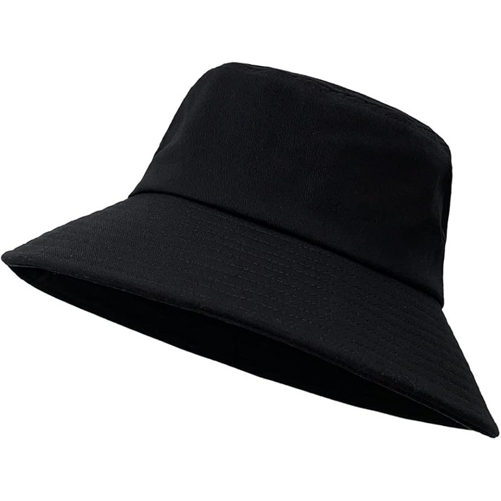 Caciula tip bucket unisex din bumbac, protectie solara UPF 50+, culoare diversa, dimensiune unica