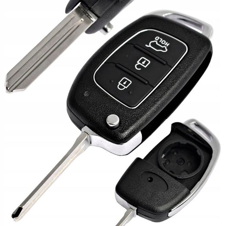 Motokey Hyundai i30/i40 távirányító ház, 3 gombos, fekete, ABS műanyag