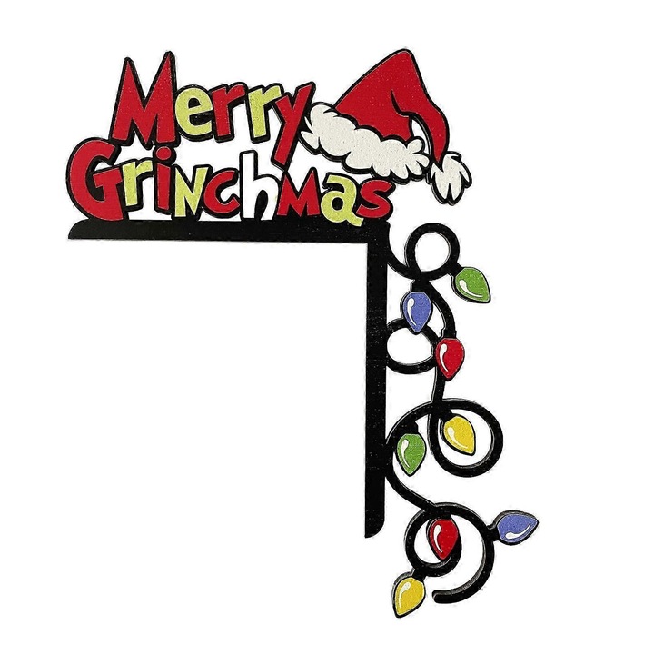 Decoratiune Cadru Usa Craciun, Multicolor, 26x26x0.5cm, Set 4 bucati