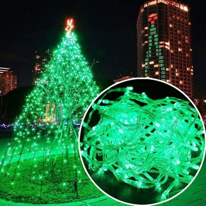 LED коледни светлини, 30M, 300 LED-а, зелени, комплект за вътрешна и външна употреба, водоустойчиви