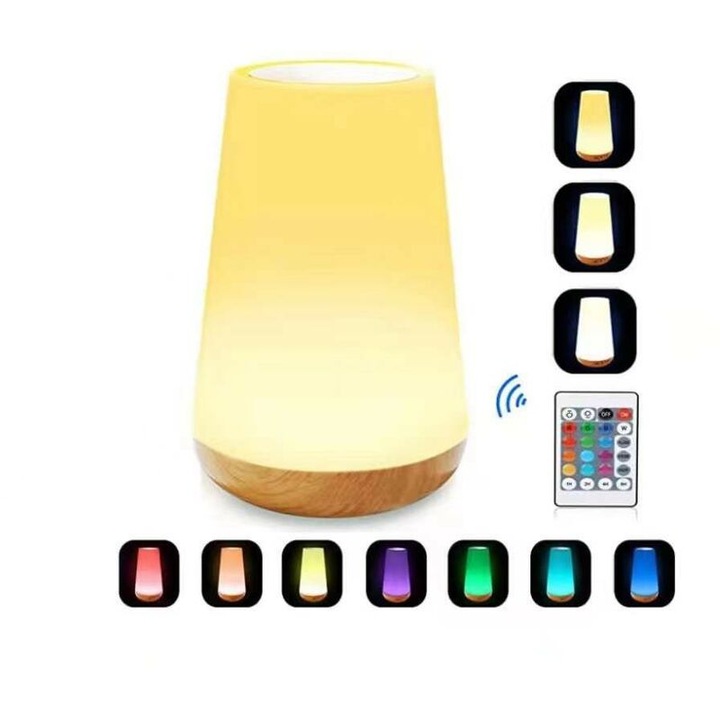 Lampa de veghe LED, Amouhom, cu control tactil, 5 moduri de luminozitate, 13 culori, reincarcabila, pentru dormitor si camera copiilor
