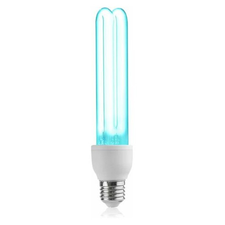UV sterilizáló lámpa, 25 W, kvarc cső, E27, 360°-os megvilágítás, ózonnal, 20 m alatti helyiségekbe