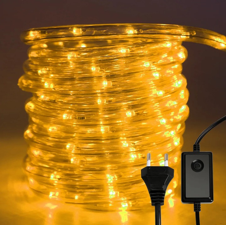 LED маркуч 10м, 24 LED/м, топло бял, за вътрешна/външна употреба, пълен комплект
