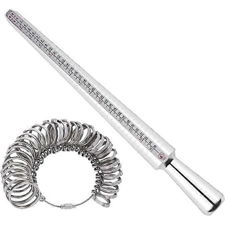 Set unelte de masurare a inelelor, metal, dimensiuni clare, utilizare usoara