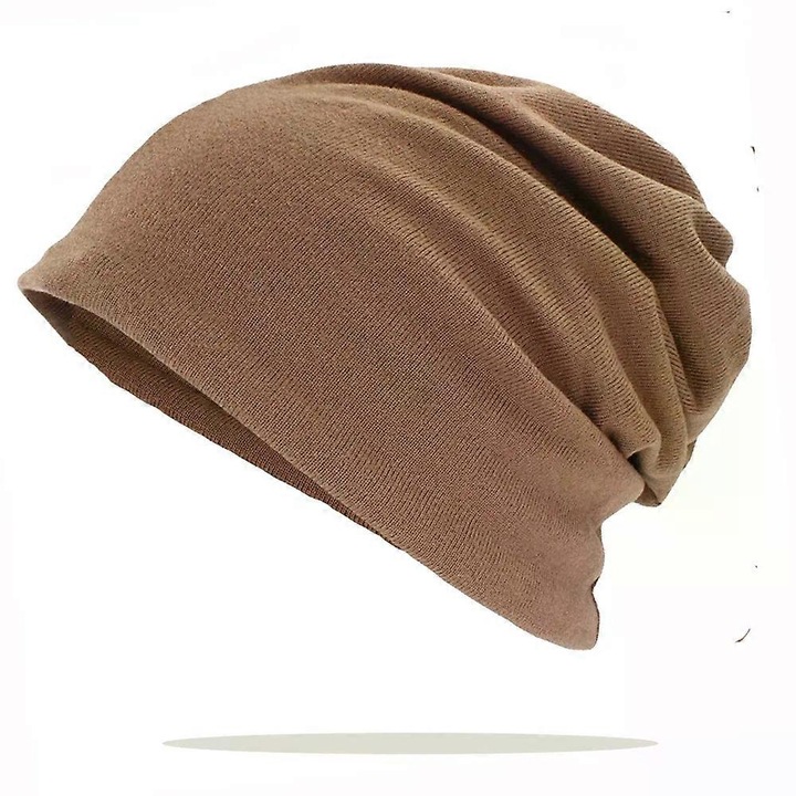 Унисекс шапка, каки, размер 54-58 см, комплект с тънък шал