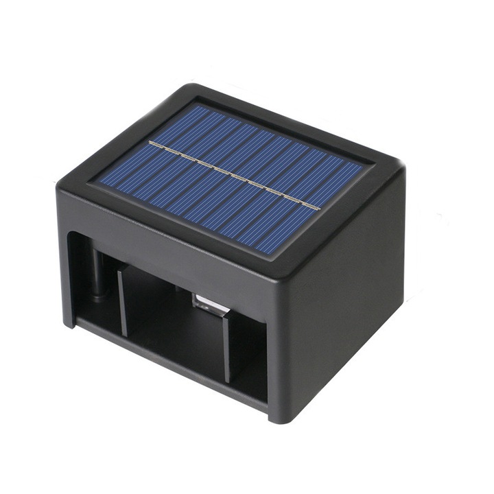Комплект от 2 LED соларни лампи за външно осветление, водоустойчиви IP65, 600mAh, за стенен монтаж