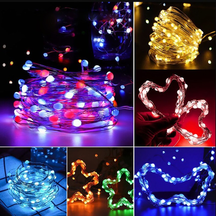 Sir de lumini LED, cablu din cupru PVC, multicolor, alimentare USB, pentru interior si exterior