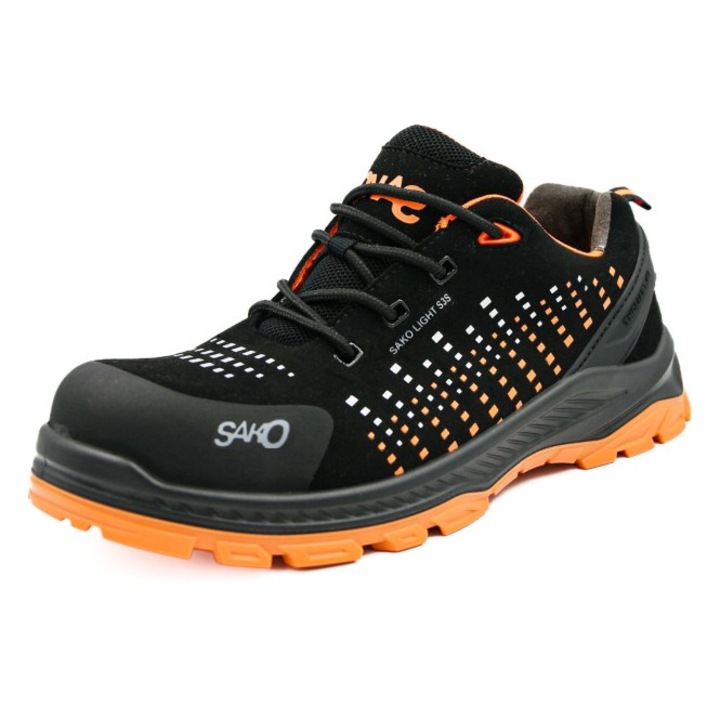 Pantofi de protectie S3S ESD SAKO 05-001 Orange, microfibra impermeabila, bombeu compozit, talpa antiderapanta SRC, antiperforatie, metal free