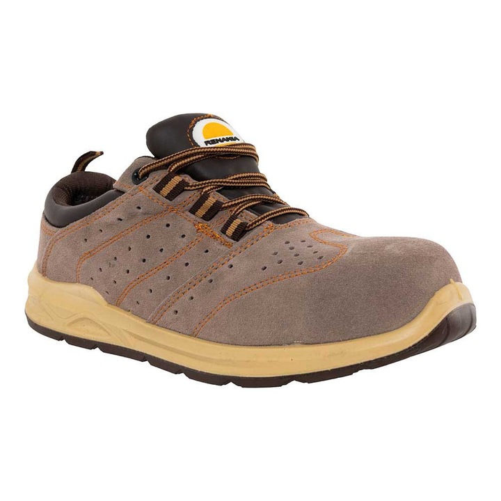 Pantofi de protectie Renania New Dakar S1P SRC 6A92, bombeu compozit, lamela antiperforatie, talpa antiderapanta, piele velur, maro