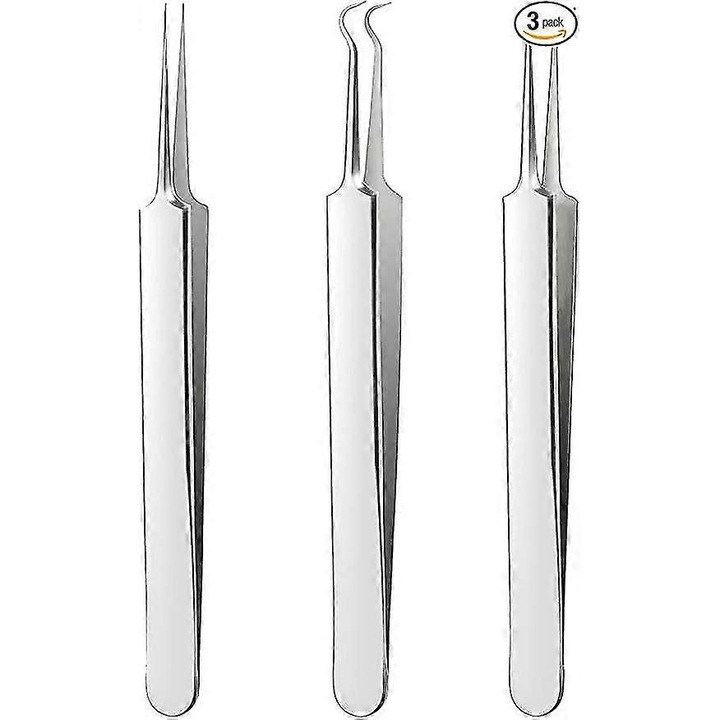Set pensete pentru indepartarea punctelor negre, 3 piese, inox, design antiderapant