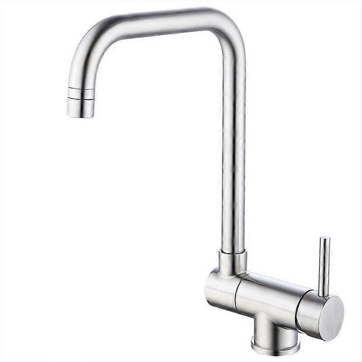 Konyhai csaptelep, összecsukható kivitel, 304-es rozsdamentes acél, szálcsiszolt felület, 350 mm magasság, 360°-ban forgatható kifolyócsővel