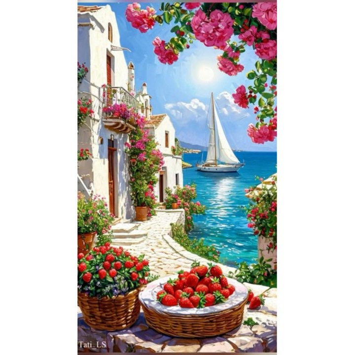 Pictură pe numere Art-hobby, Oraș maritim, 11798, dimensiune 30x50 cm, peisaj marin