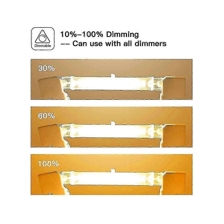 Becuri halogen R7S 200W 118mm set 6 bucati, transparent, dimabil