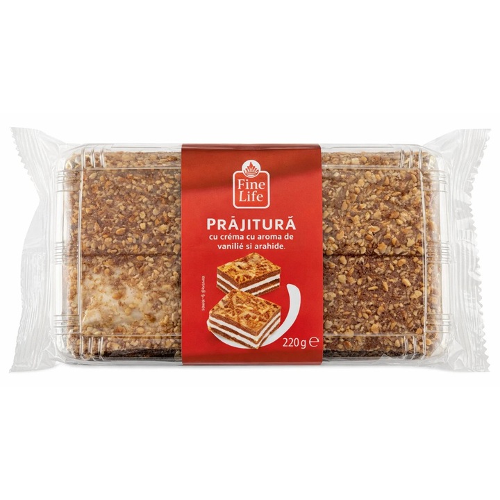 Prajitura cu Crema de Vanilie si Arahide, Fine Life, 220 g