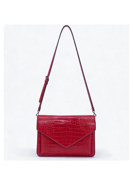 Geanta de dama BOLUAMPHC®, Crossbody, Piele Naturala, Rosu